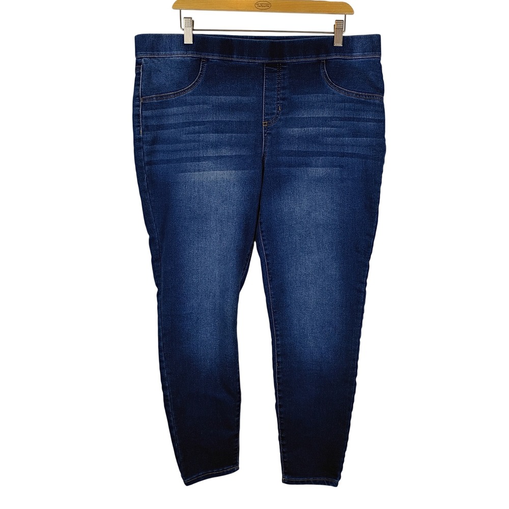No Boundaries Womens XXXL 21 Dark Wash Pull On High Rise Skinny Jeggings Denim